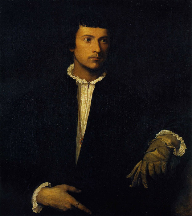 Тициан - «Портрет молодого человека с перчаткой» (1520-23).